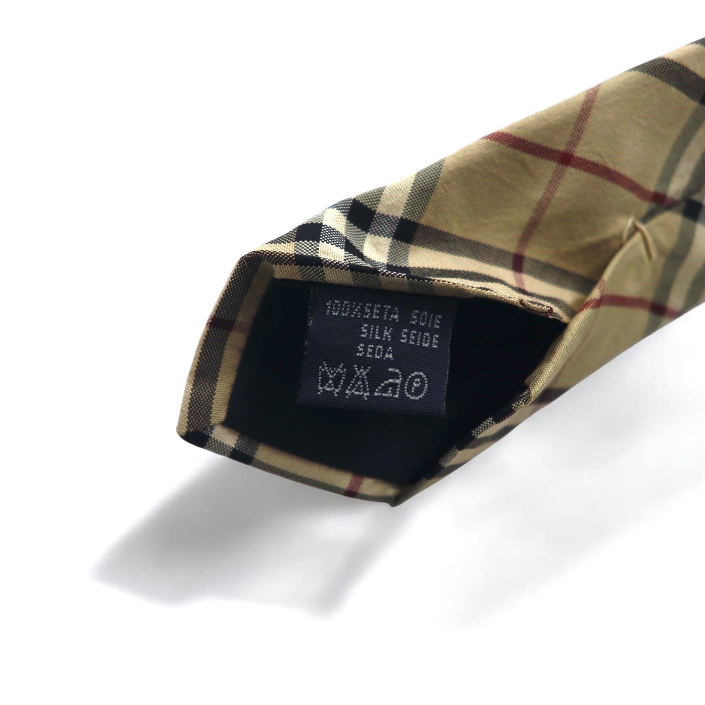 BURBERRY Made in Italy Nova Check Tie in Beige Silk