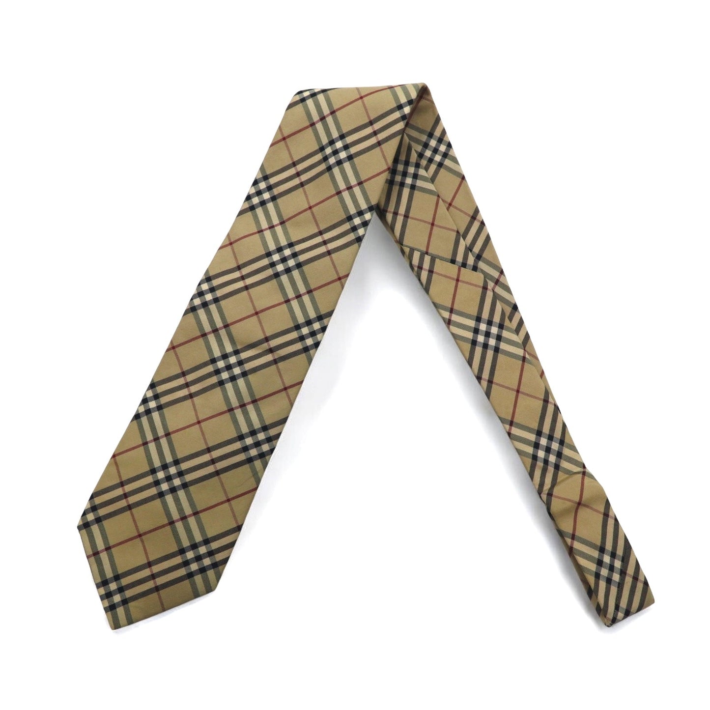 BURBERRY Made in Italy Nova Check Tie in Beige Silk