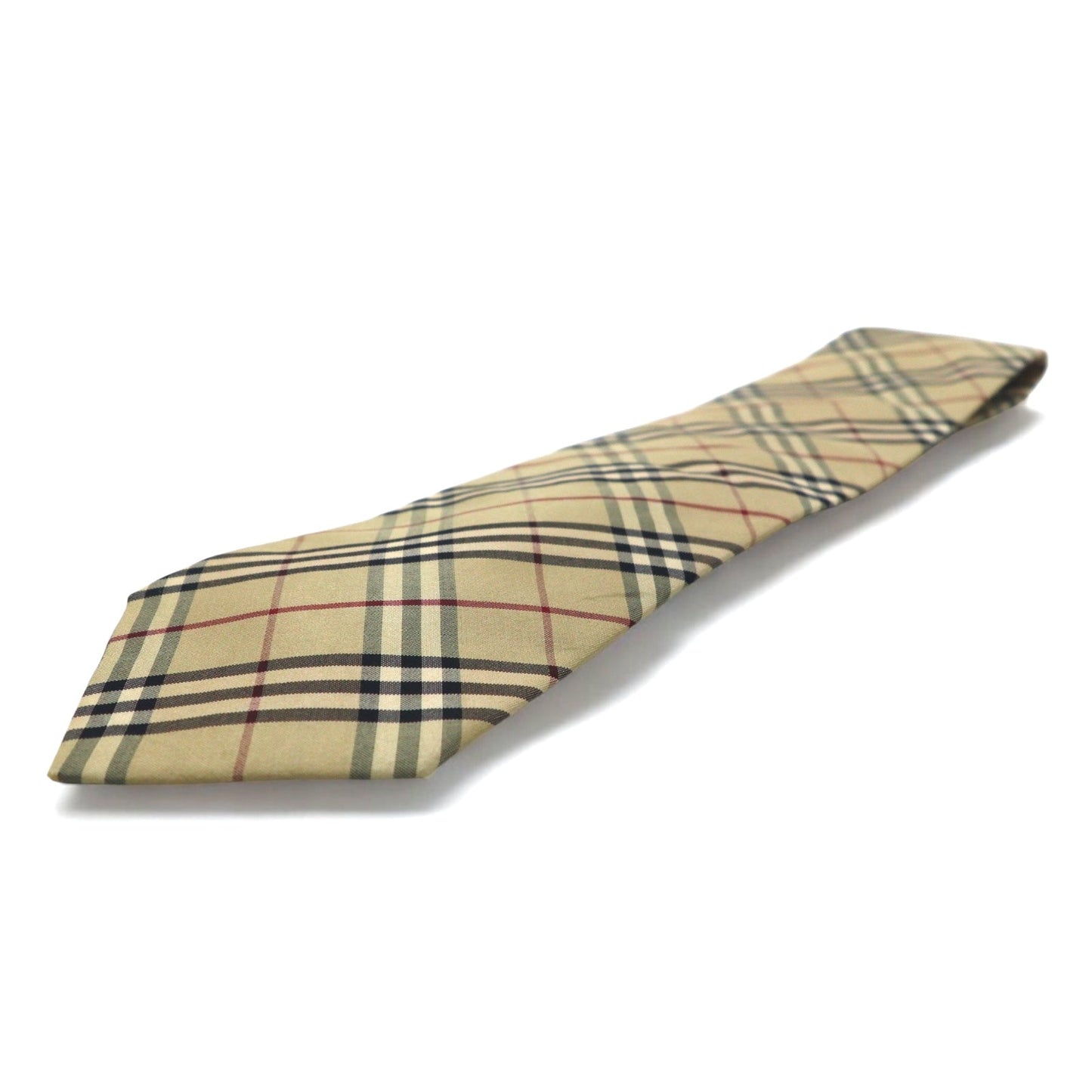 BURBERRY Made in Italy Nova Check Tie in Beige Silk