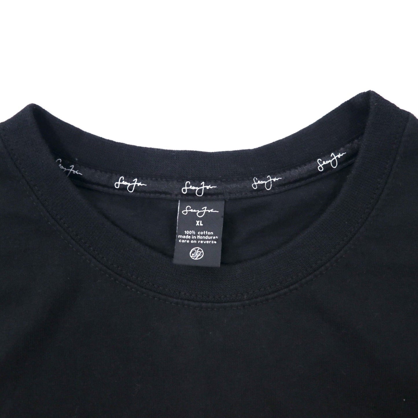 Sean John 2000s NO MERCY Embroidered T-Shirt, Black, Cotton, XL, Oversized