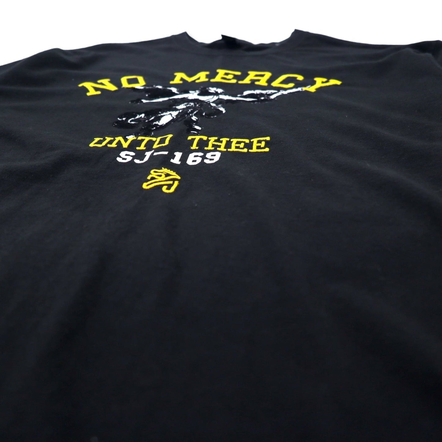 Sean John 2000s NO MERCY Embroidered T-Shirt, Black, Cotton, XL, Oversized
