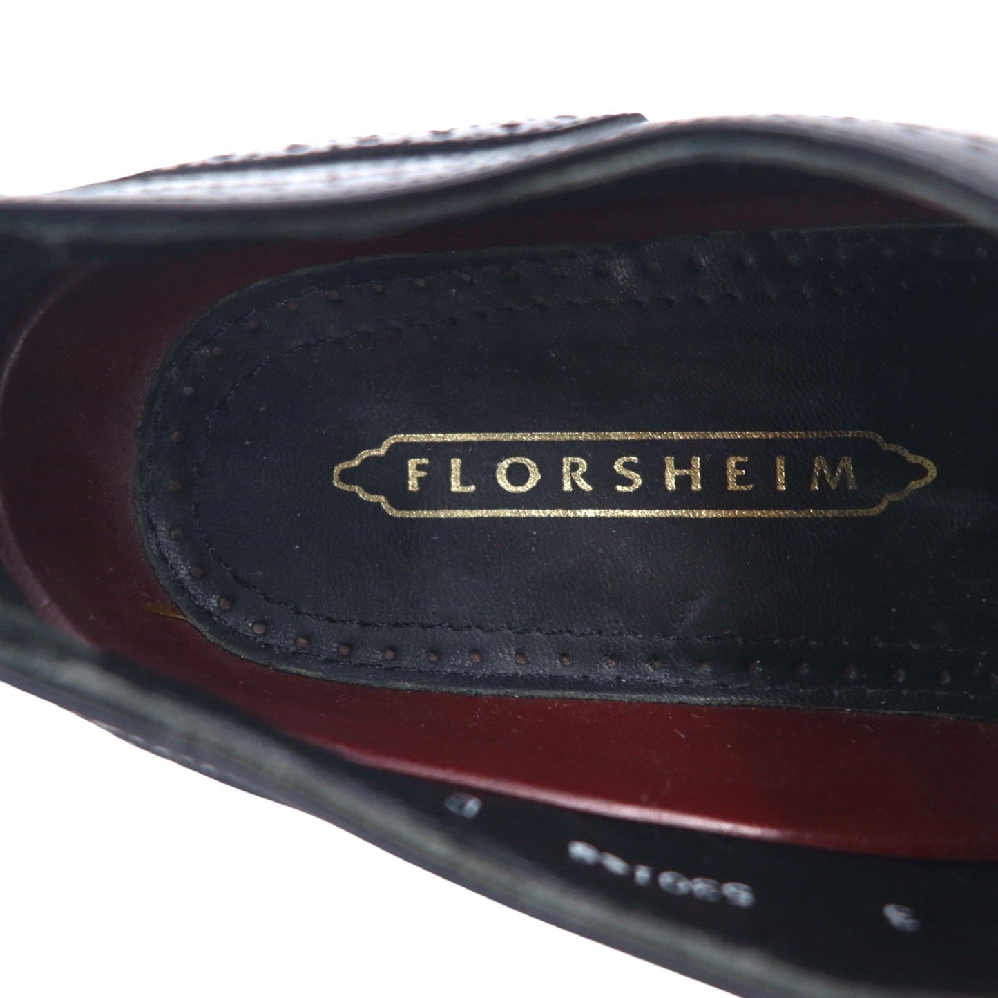 FLORSHEIM 80s Wingtip Medallion Dress Shoes, Size 28cm, Black Leather, 20364