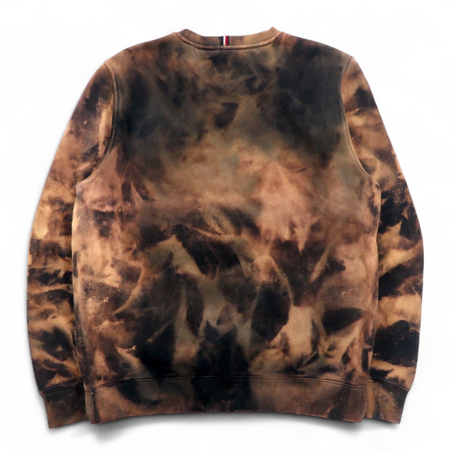 TOMMY HILFIGER Tie-Dye Front V Sweatshirt, Size M, Black, Printed Flag Logo