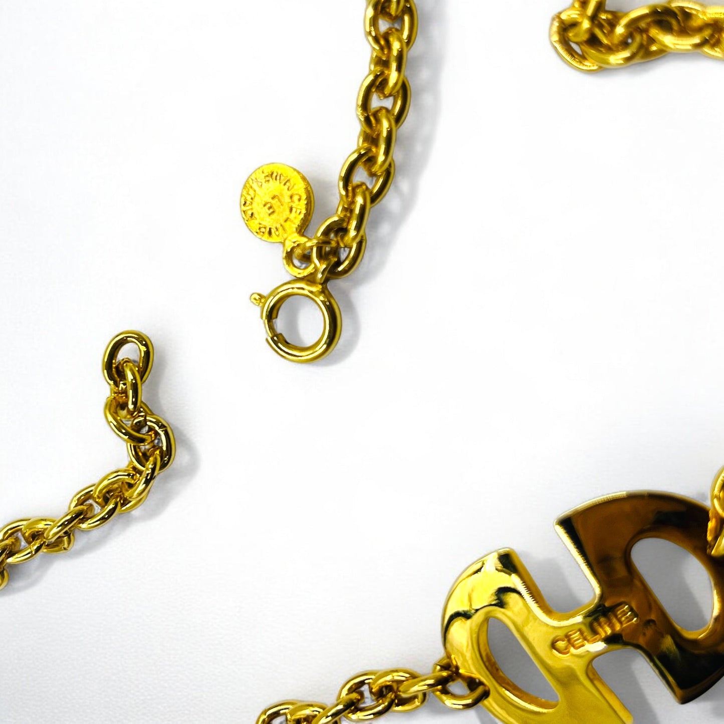 CELINE Vintage Horsebit Choker Necklace Pendant, Gold, Made in Italy