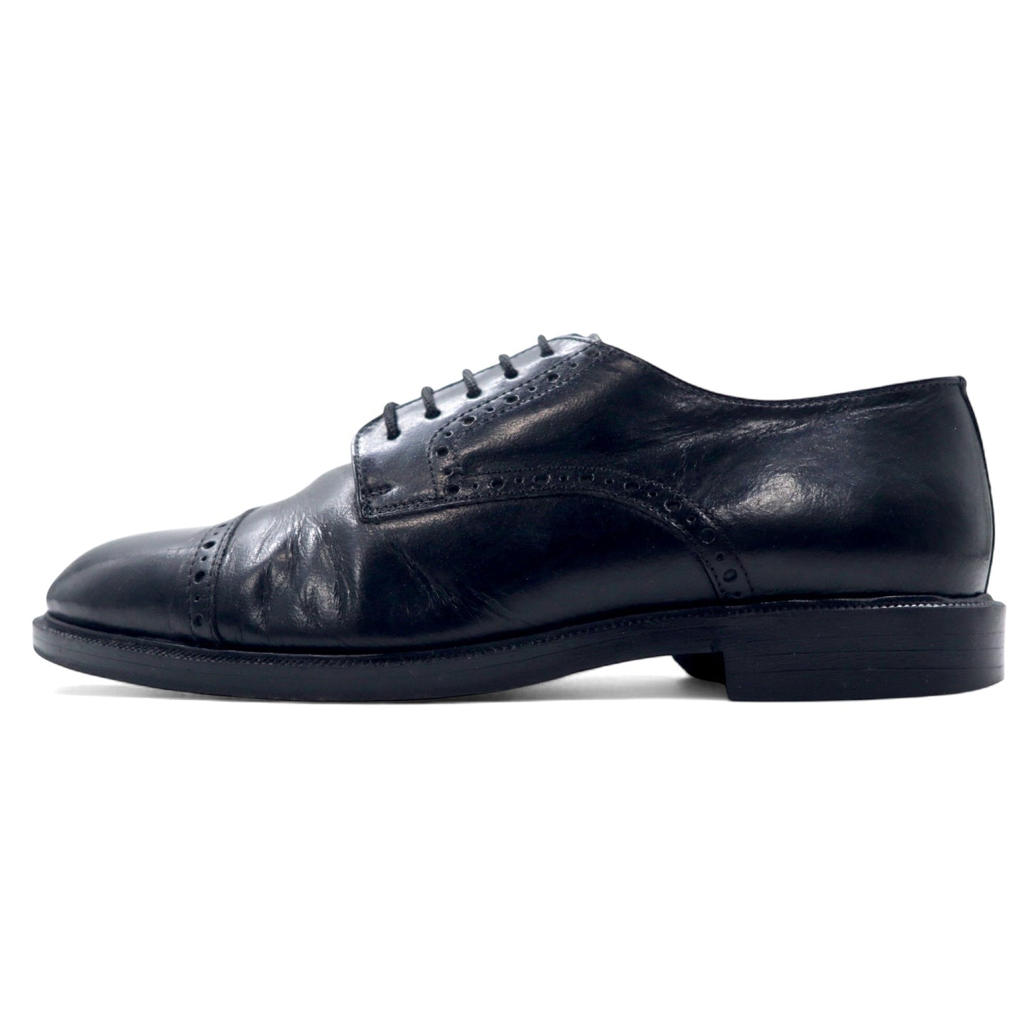 Edward Brothers European-made straight-tip medallion dress shoes, size 25.5cm, black leather