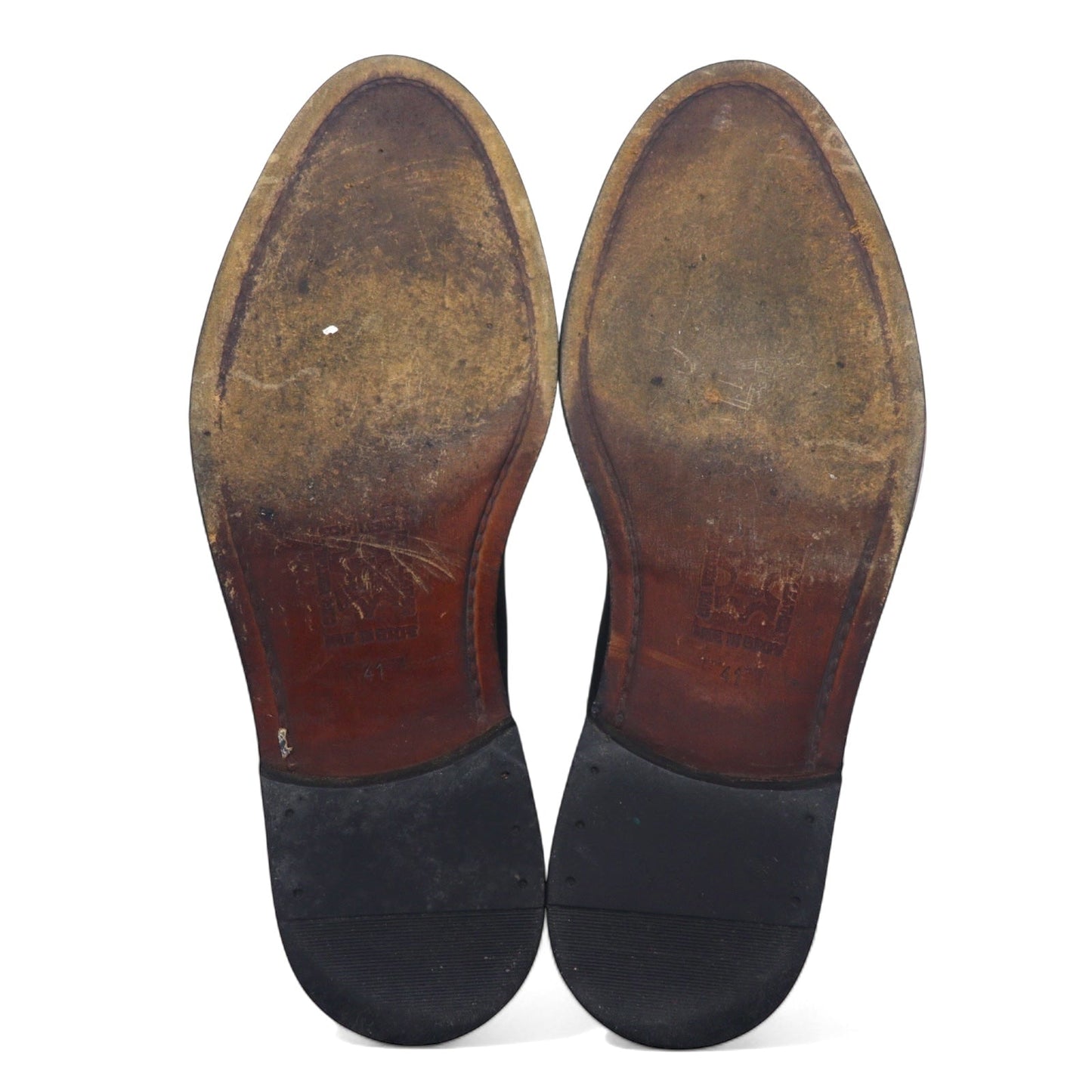 Edward Brothers European-made straight-tip medallion dress shoes, size 25.5cm, black leather