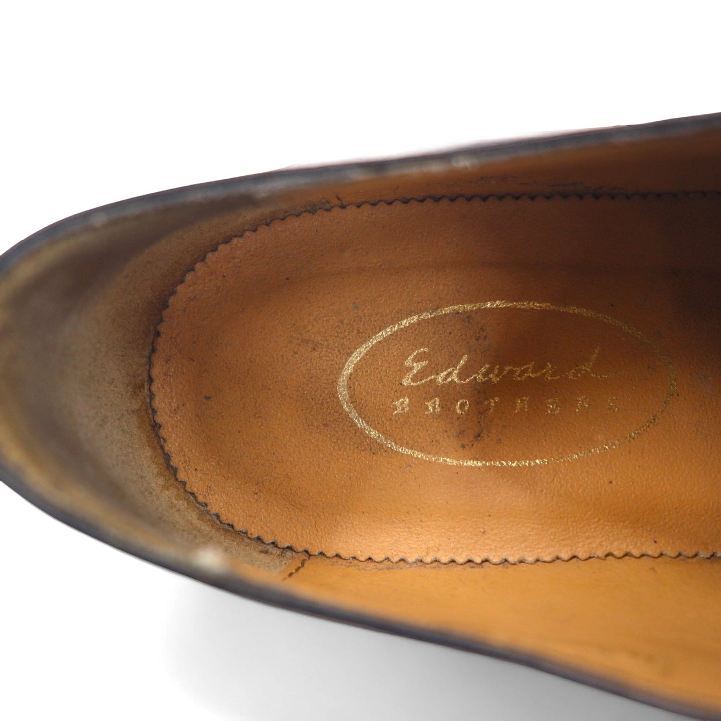 Edward Brothers European-made straight-tip medallion dress shoes, size 25.5cm, black leather