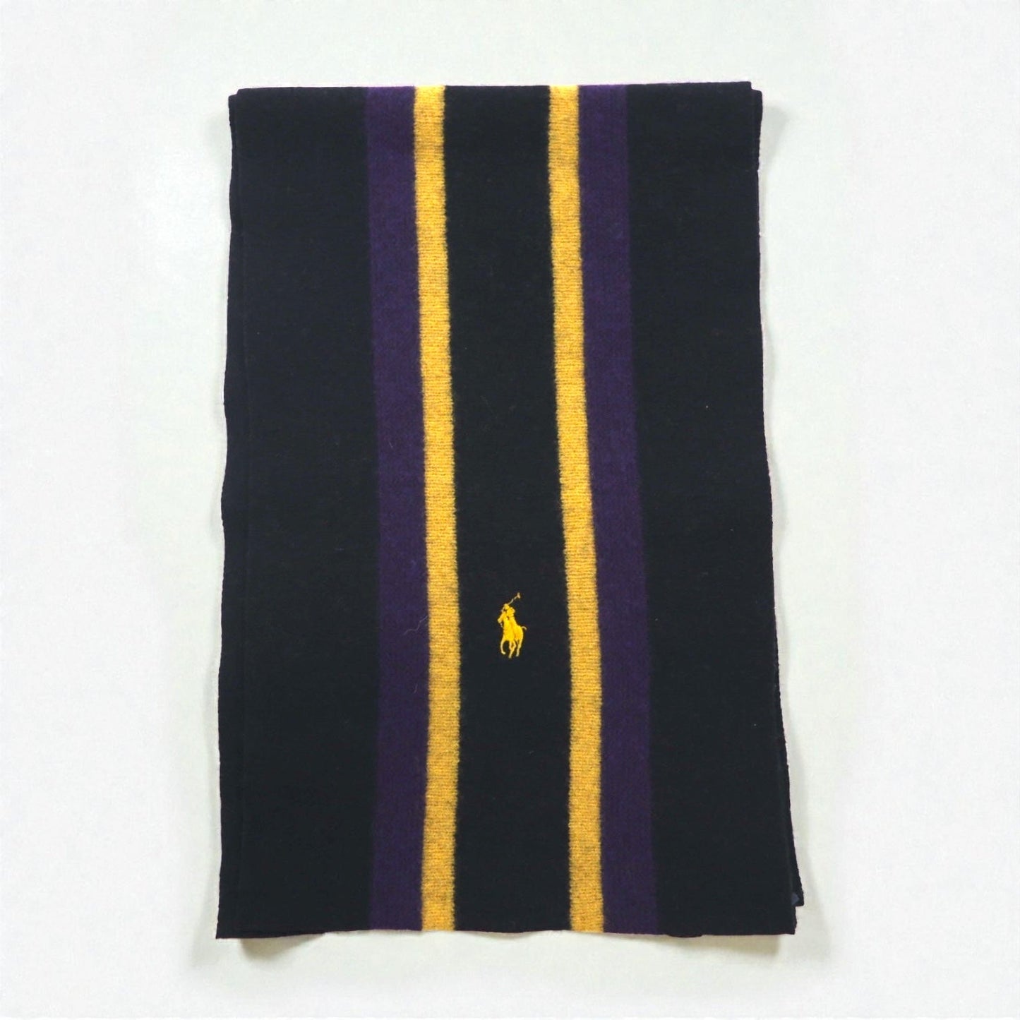 Polo Ralph Lauren プレッピー スクールカラー ストライプ ラムウール マフラー 羊毛 スモールポニー刺繡 未使用品