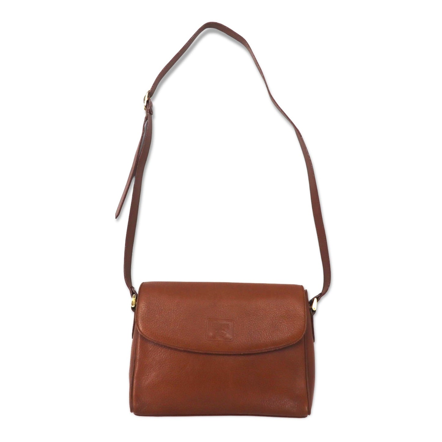 Burberry's Old Shoulder Bag in Brown Grained Leather with Nova Check