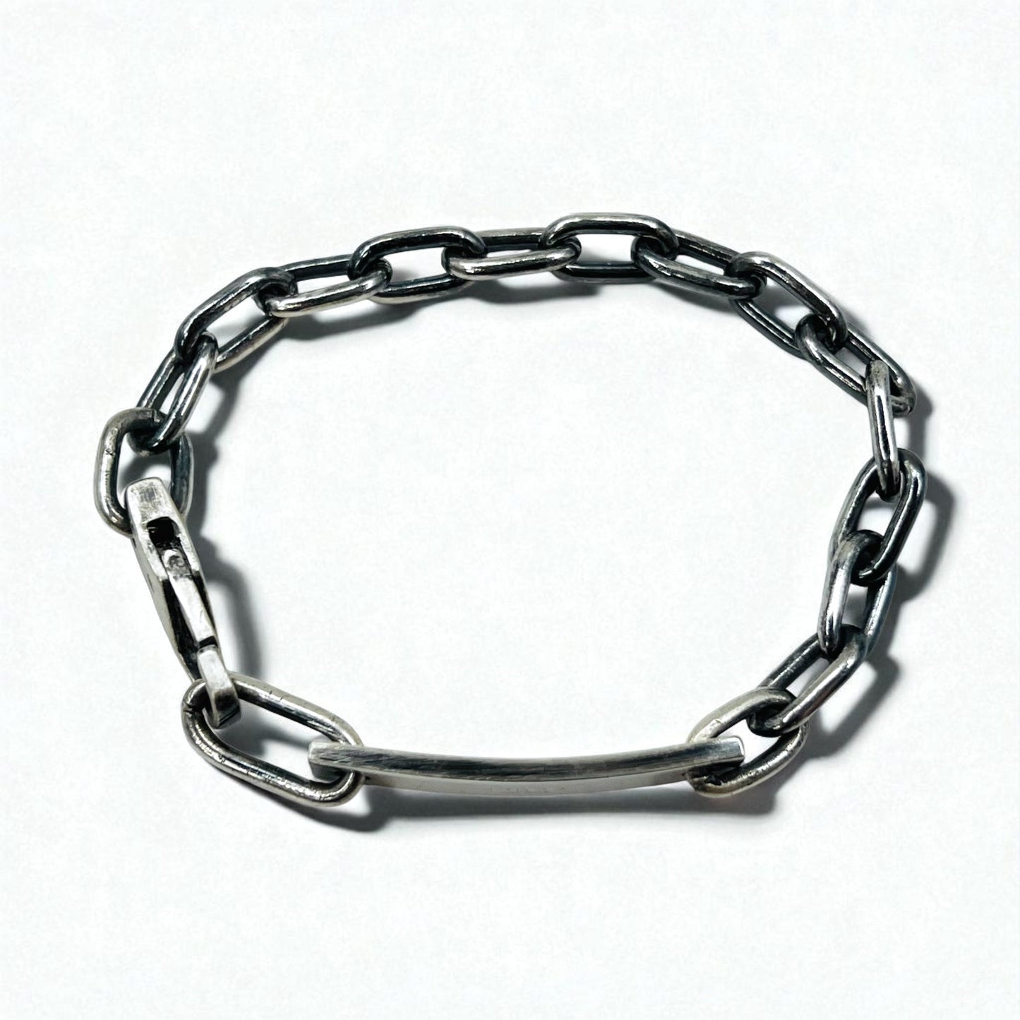GUCCI Vintage ID Silver Chain Bracelet in SV925 with Logo Plate, Made in Italy