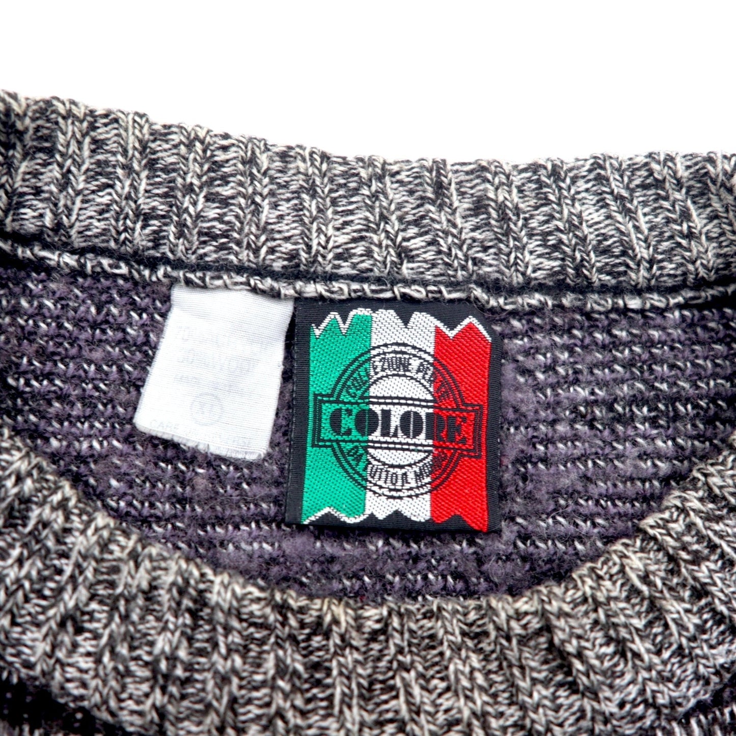 Made in Italy 90s COLORE all-over jacquard knit sweater, size XL, gray, acrylic, geometric pattern
