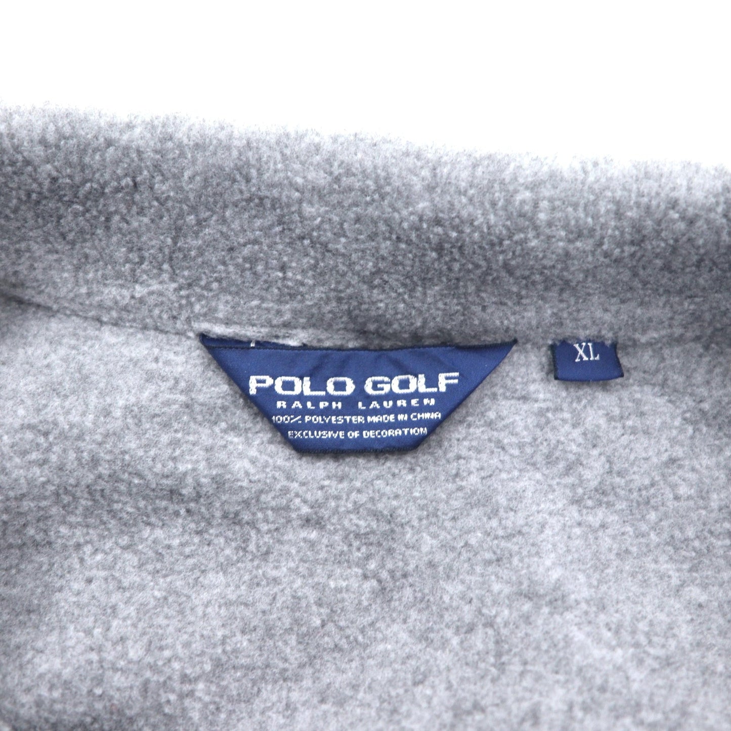 POLO GOLF RALPH LAUREN 90年代 ハーフスナップ フリースジャケット XL グレー ポリエステル ドローコード