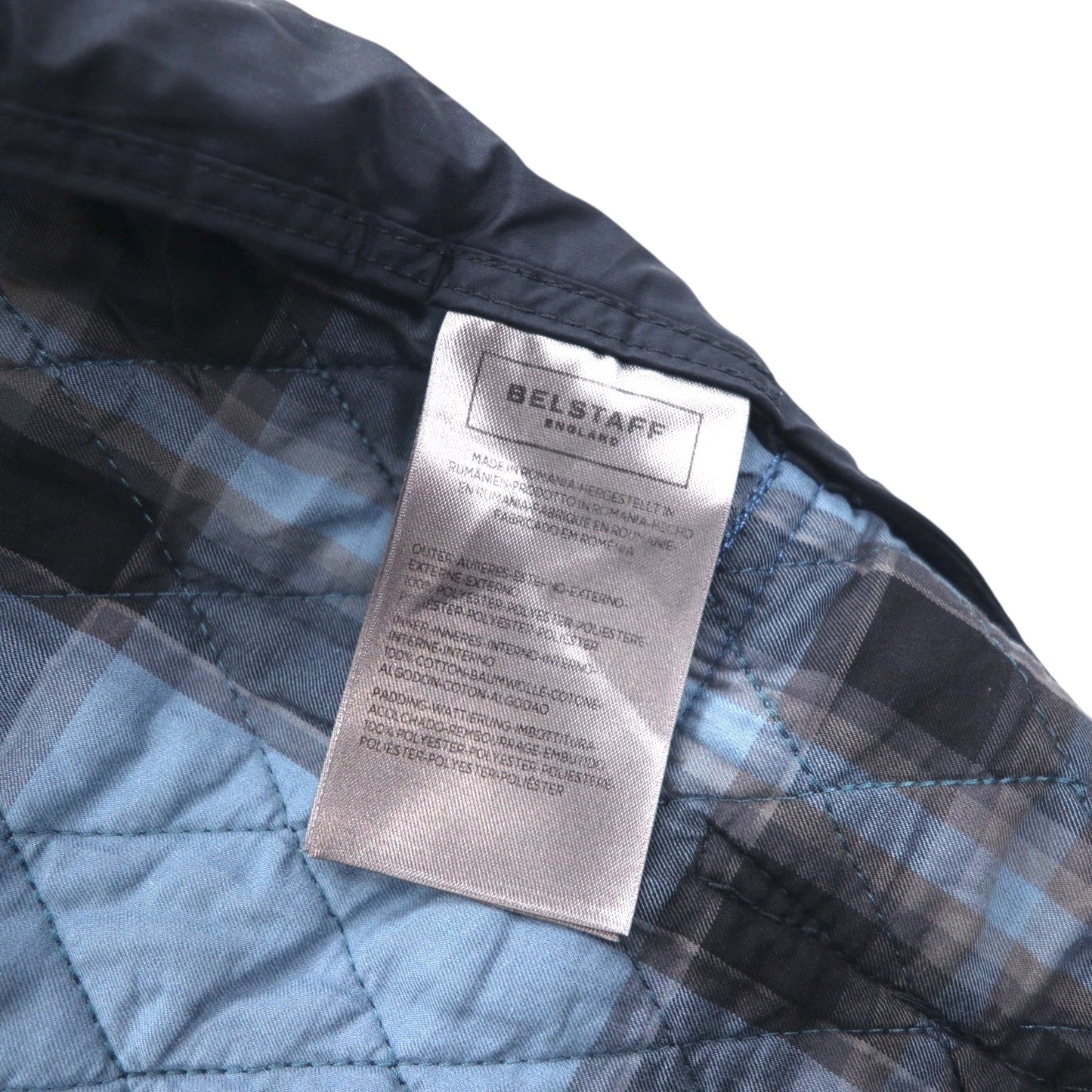 BELSTAFF キルティングジャケット Petersham Blazer LIMITED EDITION XXL 4ポケット 裏地チェック 中綿 チンストラップ 71050158 ルーマニア製