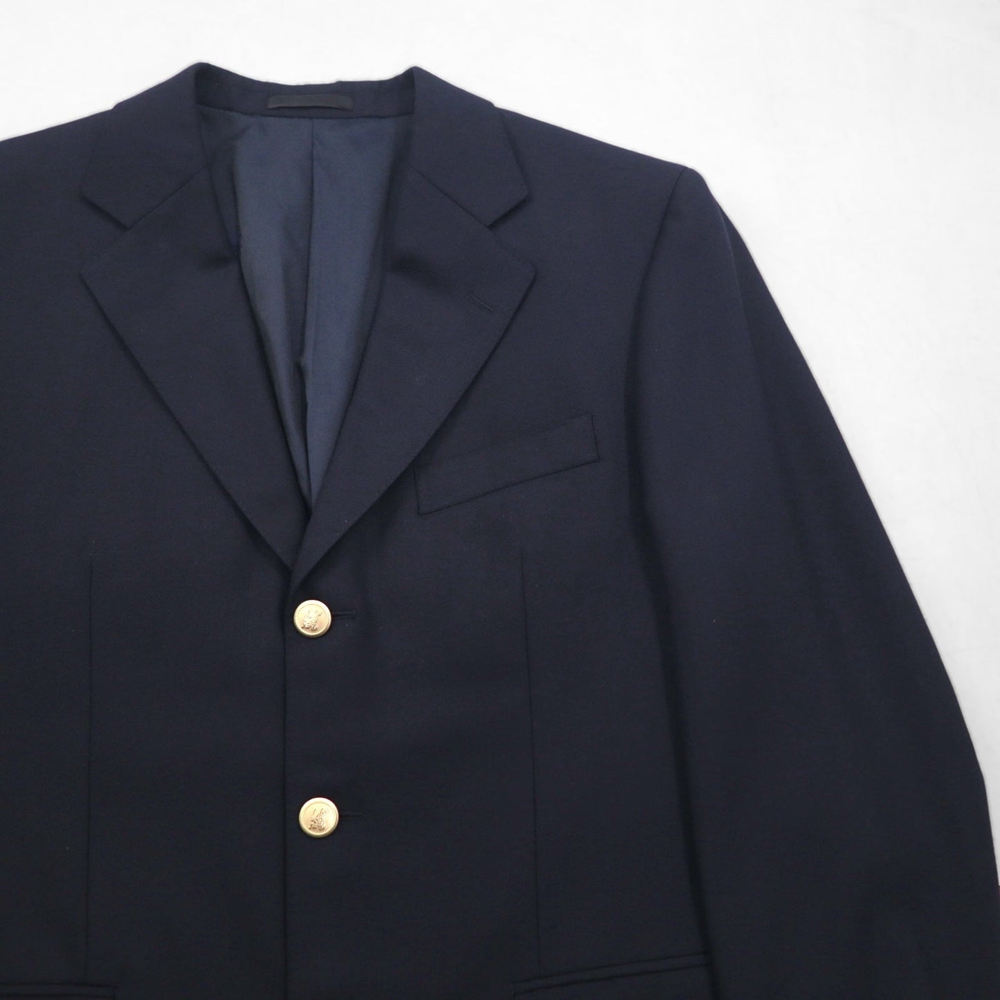 BURBERRY Cashmere Blend 3B Tailored Jacket Blazer, Navy Blue, Size S, Wool, Gold Buttons, Made in Japan
