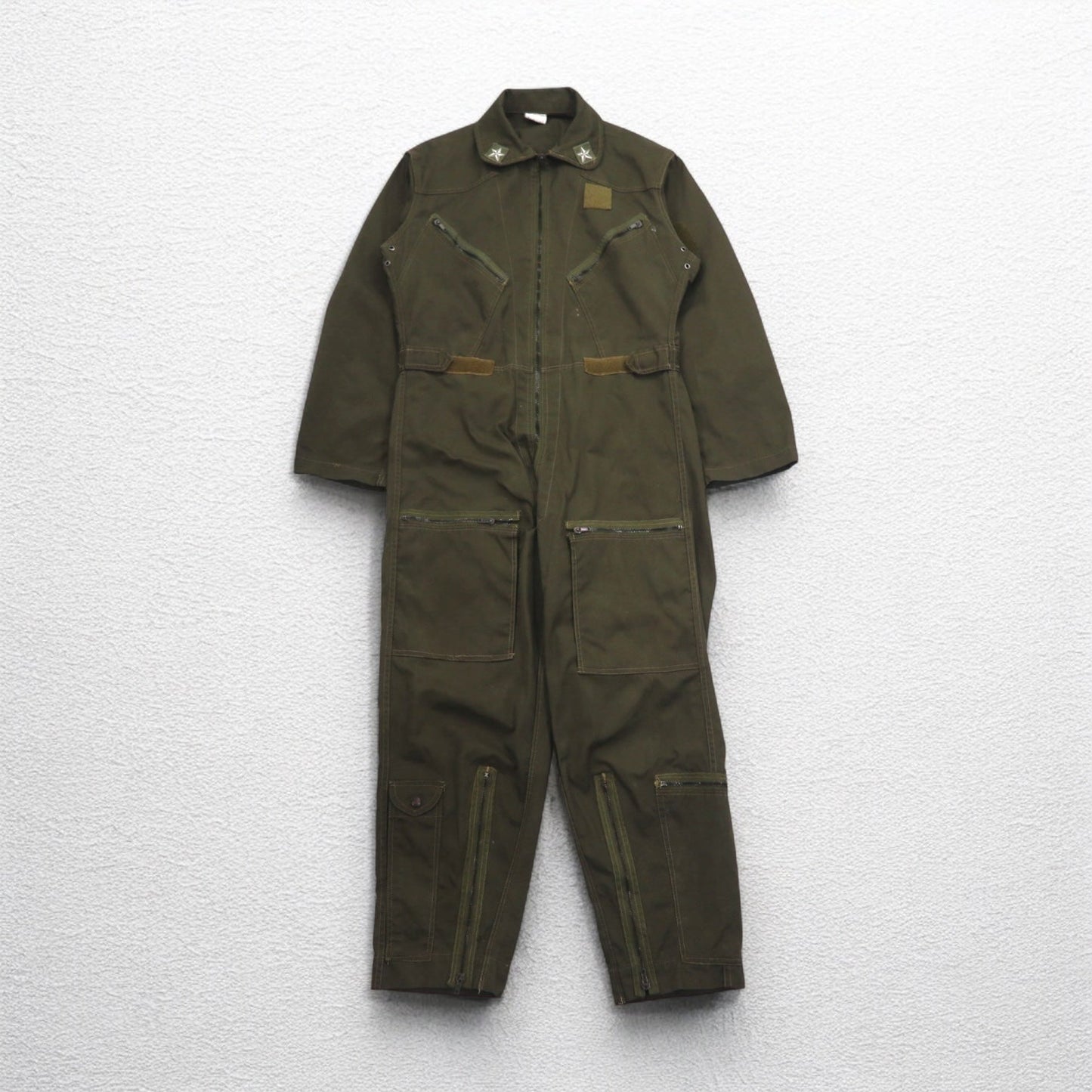 Italian Military Flight Jumpsuit, Size M, Khaki Cotton, Military Style