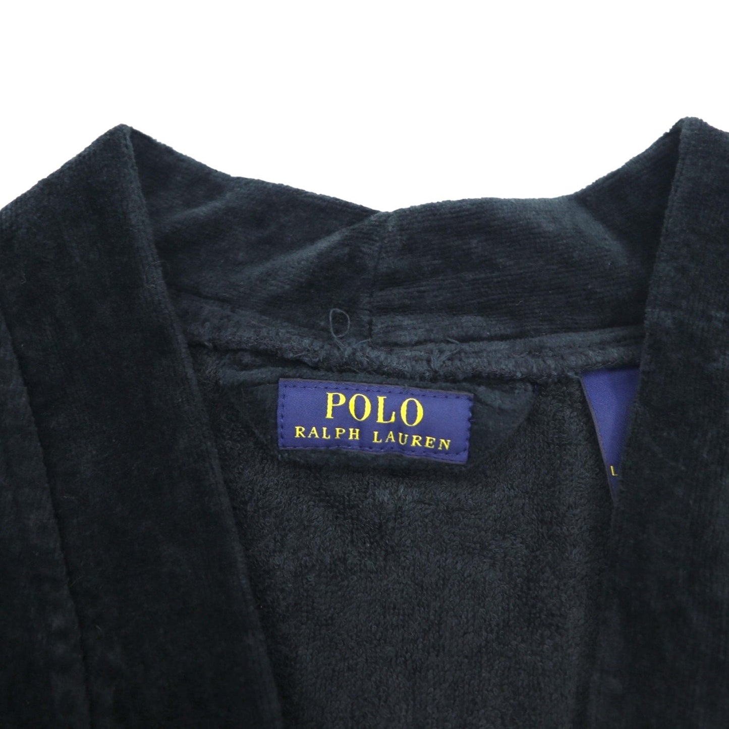 POLO RALPH LAUREN Pile Robe Coat Gown, L/XL, Black Cotton, Belted