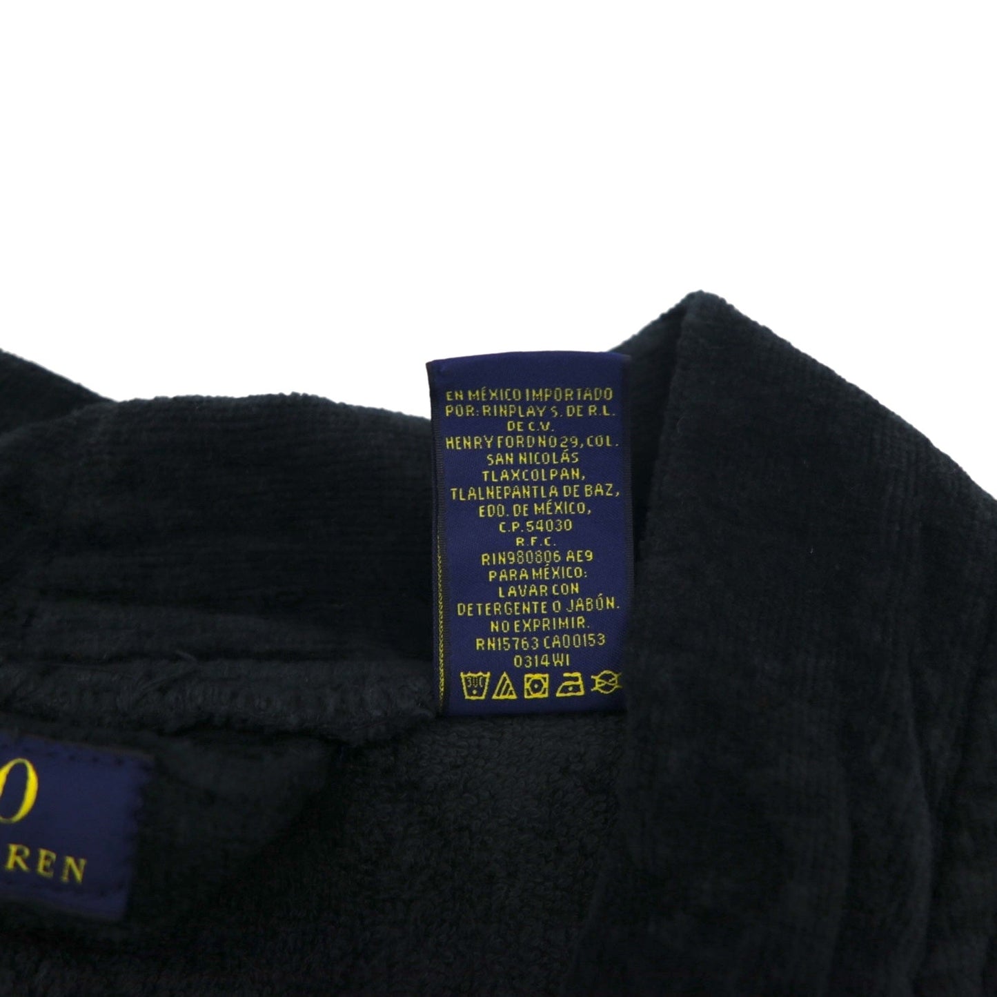 POLO RALPH LAUREN Pile Robe Coat Gown, L/XL, Black Cotton, Belted