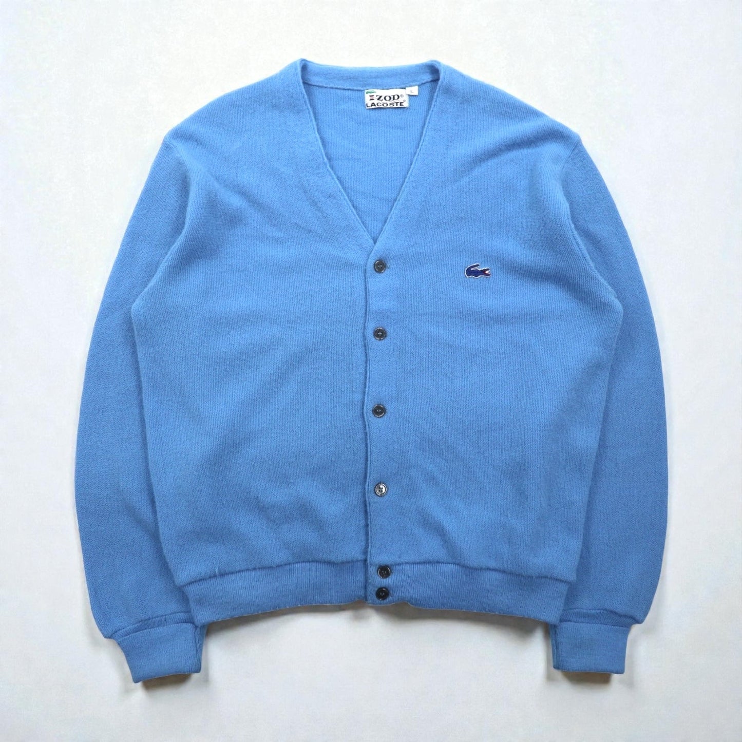 IZOD LACOSTE 70年代 糸巻きタグ ニット カーディガン L ブルー アクリル