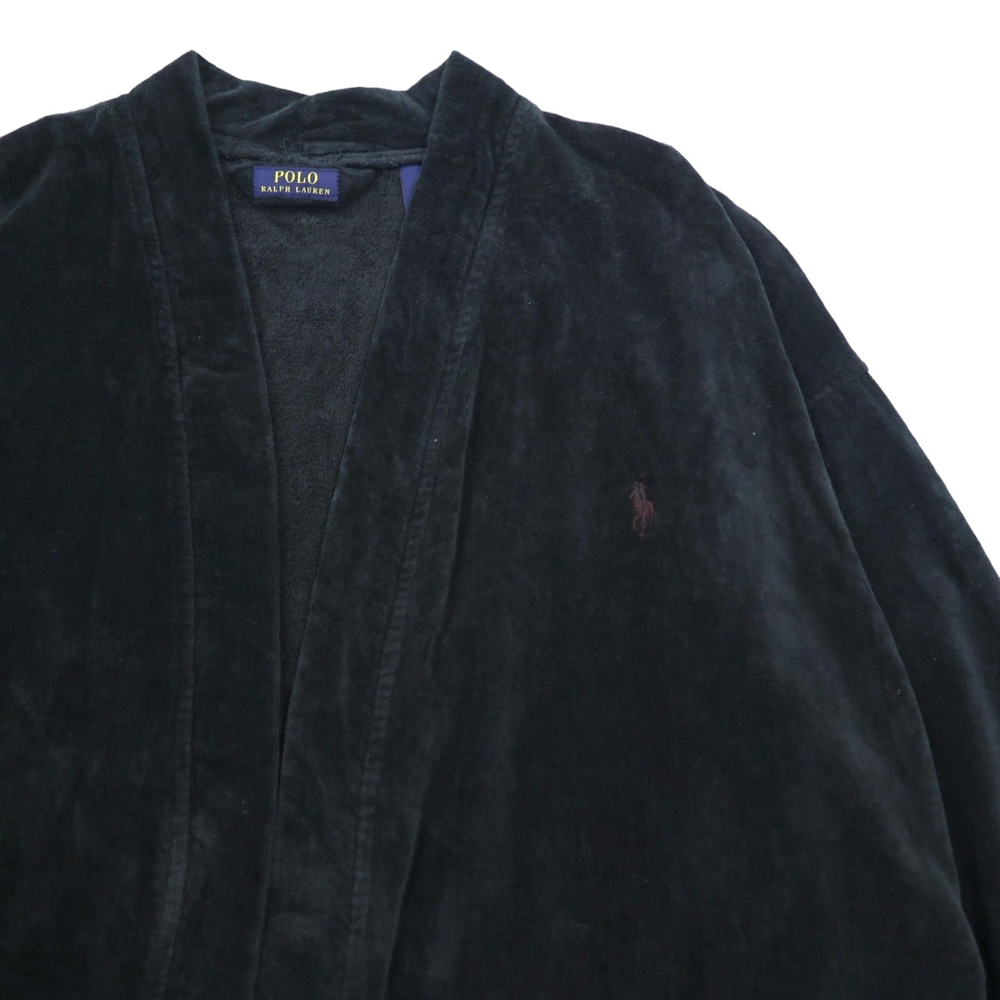 POLO RALPH LAUREN Pile Robe Coat Gown, L/XL, Black Cotton, Belted