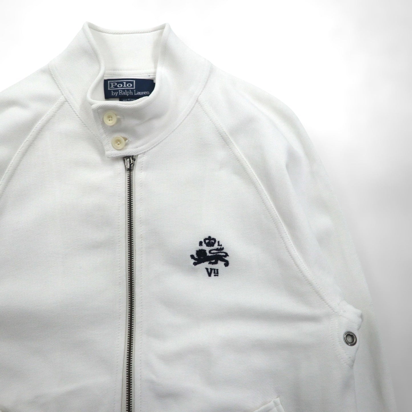 Polo Ralph Lauren 90年代 スタンドカラー ジップアップジャケット M ホワイト コットン