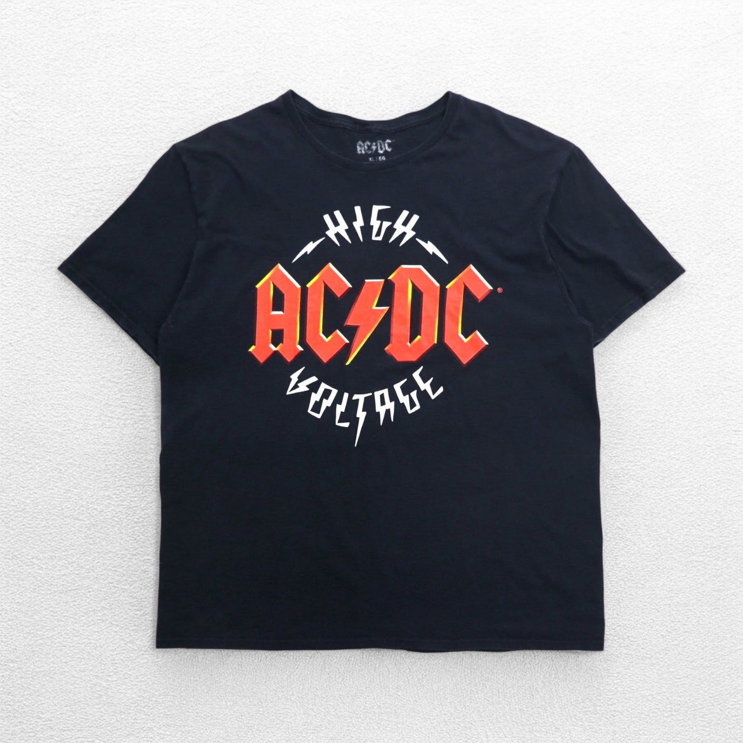 AC/DC 00s Rock Band T-Shirt, Black Cotton, XL, HIGH VOLTAGE