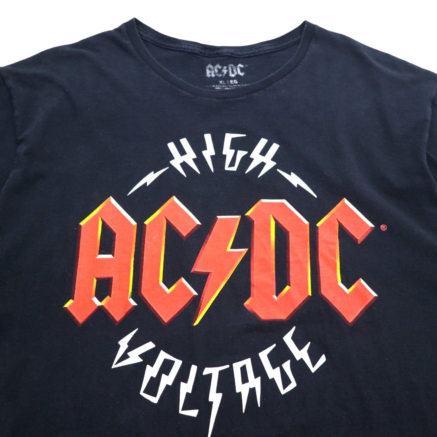 AC/DC 00s Rock Band T-Shirt, Black Cotton, XL, HIGH VOLTAGE