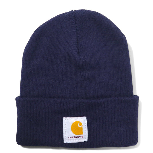 Carhartt USA-Made Beanie Knit Hat ONE Navy Acrylic Logo