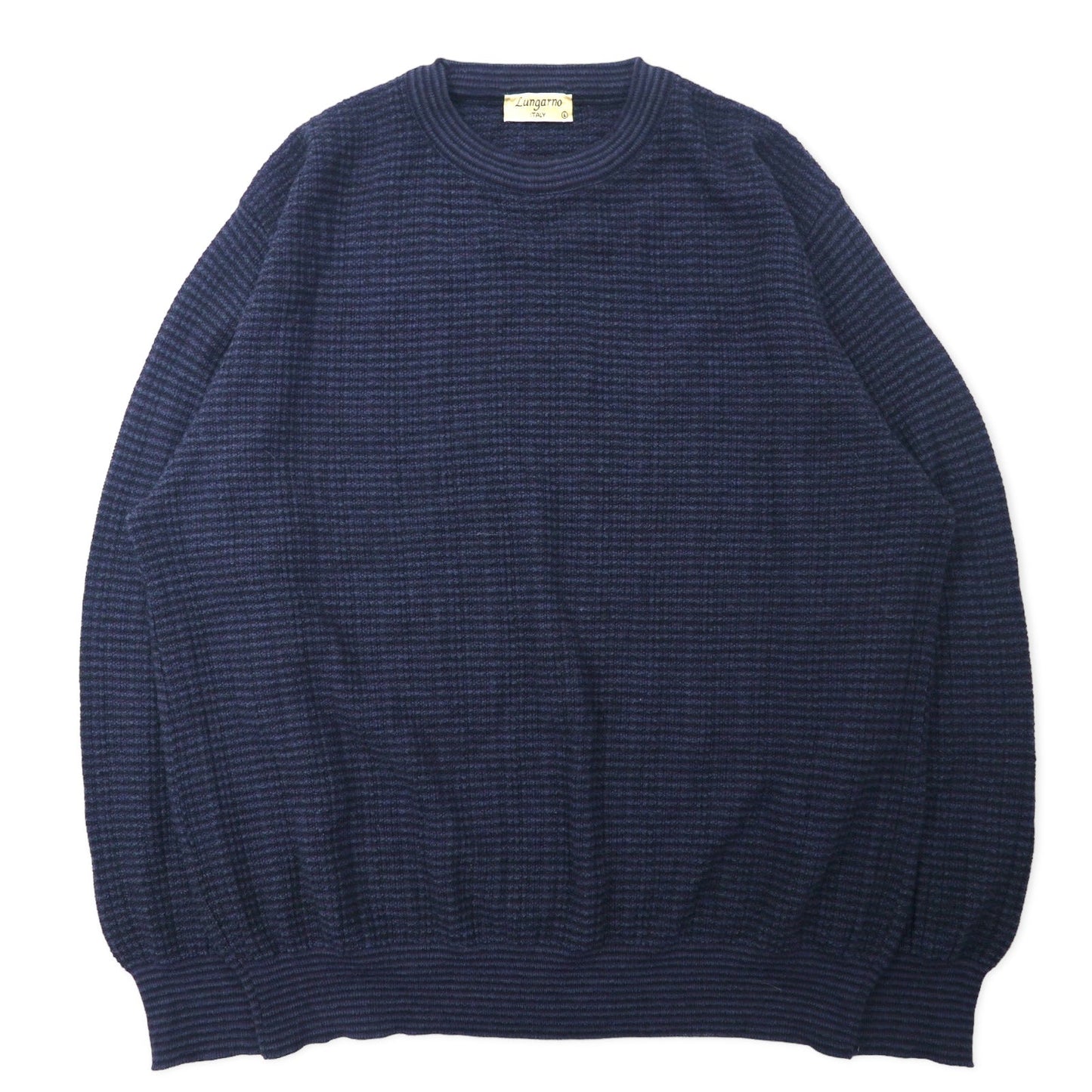 Lungarno Italian Cable Knit Sweater, Size L, Navy, Acrylic and Wool