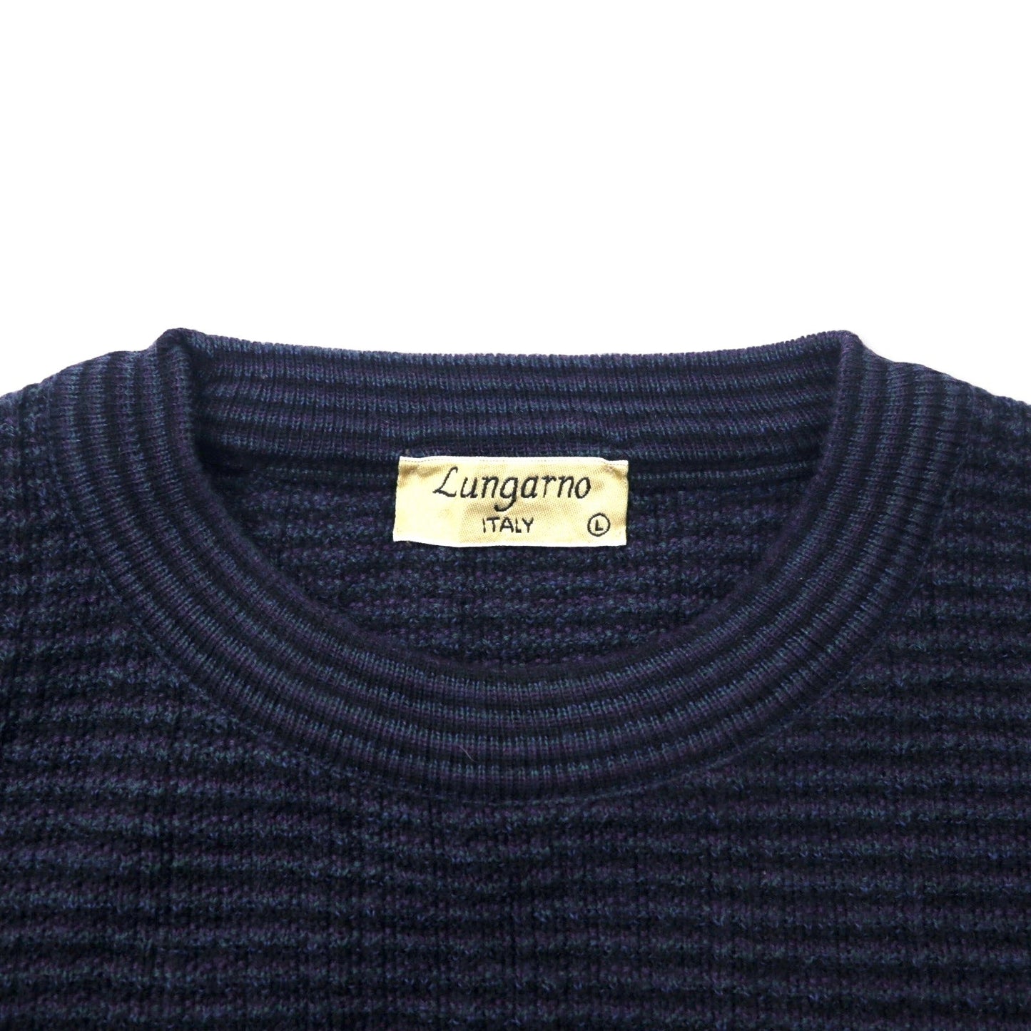 Lungarno Italian Cable Knit Sweater, Size L, Navy, Acrylic and Wool