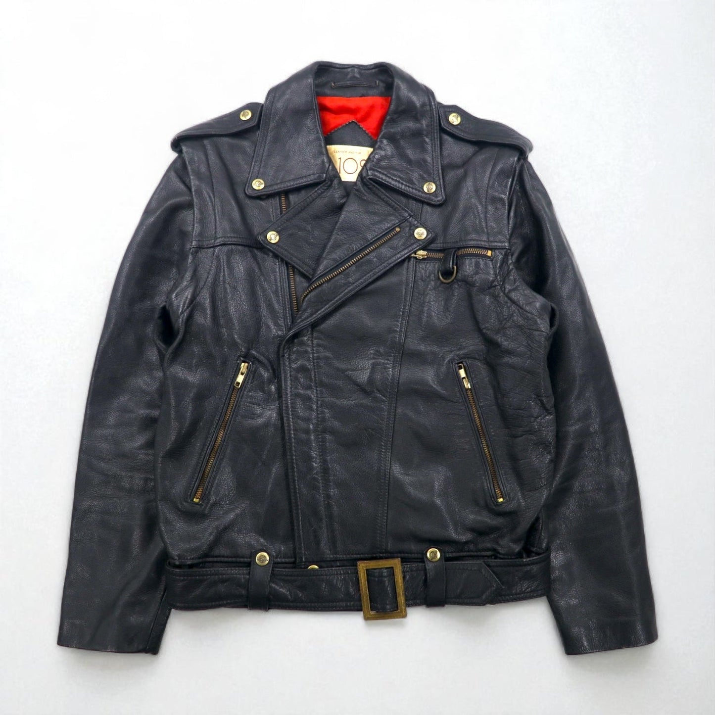 LEATHER AND FUR 102 コンバーチブル 2WAY ダブル ライダース レザージャケット ベスト M 牛革 アーム着脱可