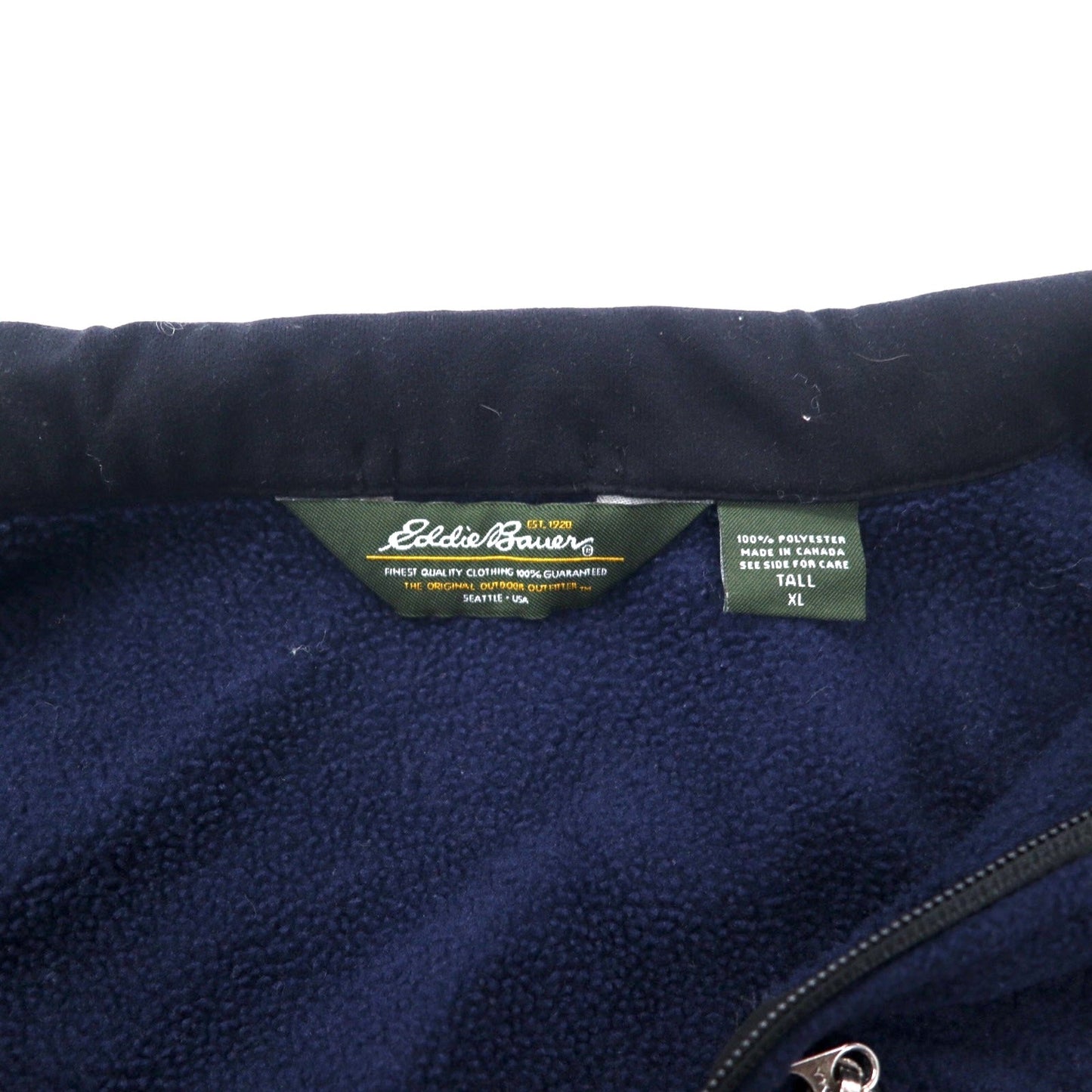 Eddie Bauer Made in Canada Full-Zip Fleece Jacket, XL, Navy, Polyester, Single-Point Logo Embroidery