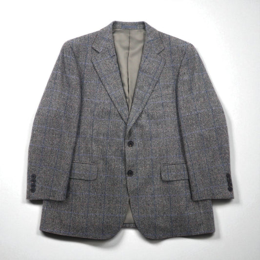 BURBERRY 100% Cashmere 2B Tweed Jacket, Size S, Gray Check, Made in Japan