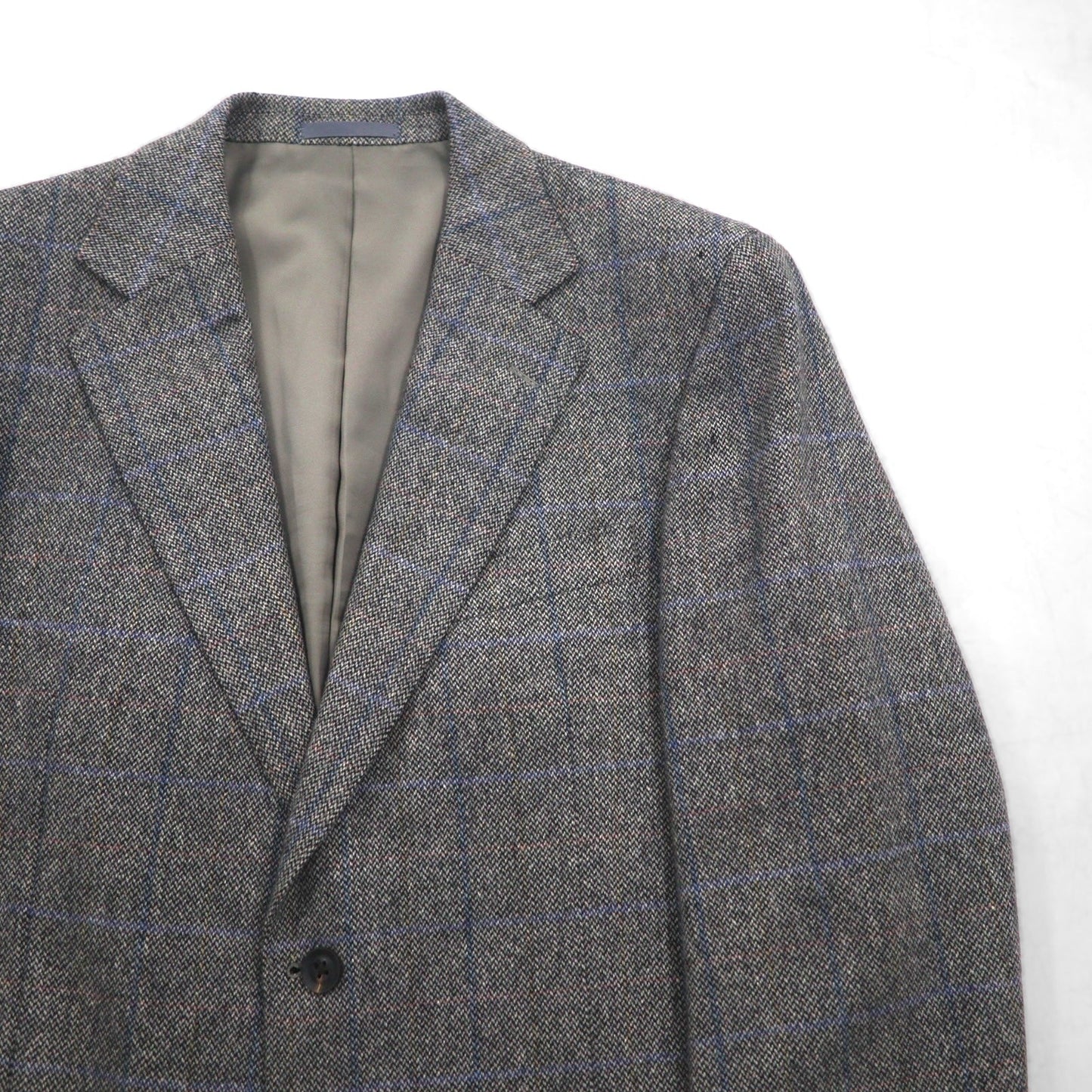 BURBERRY 100% Cashmere 2B Tweed Jacket, Size S, Gray Check, Made in Japan