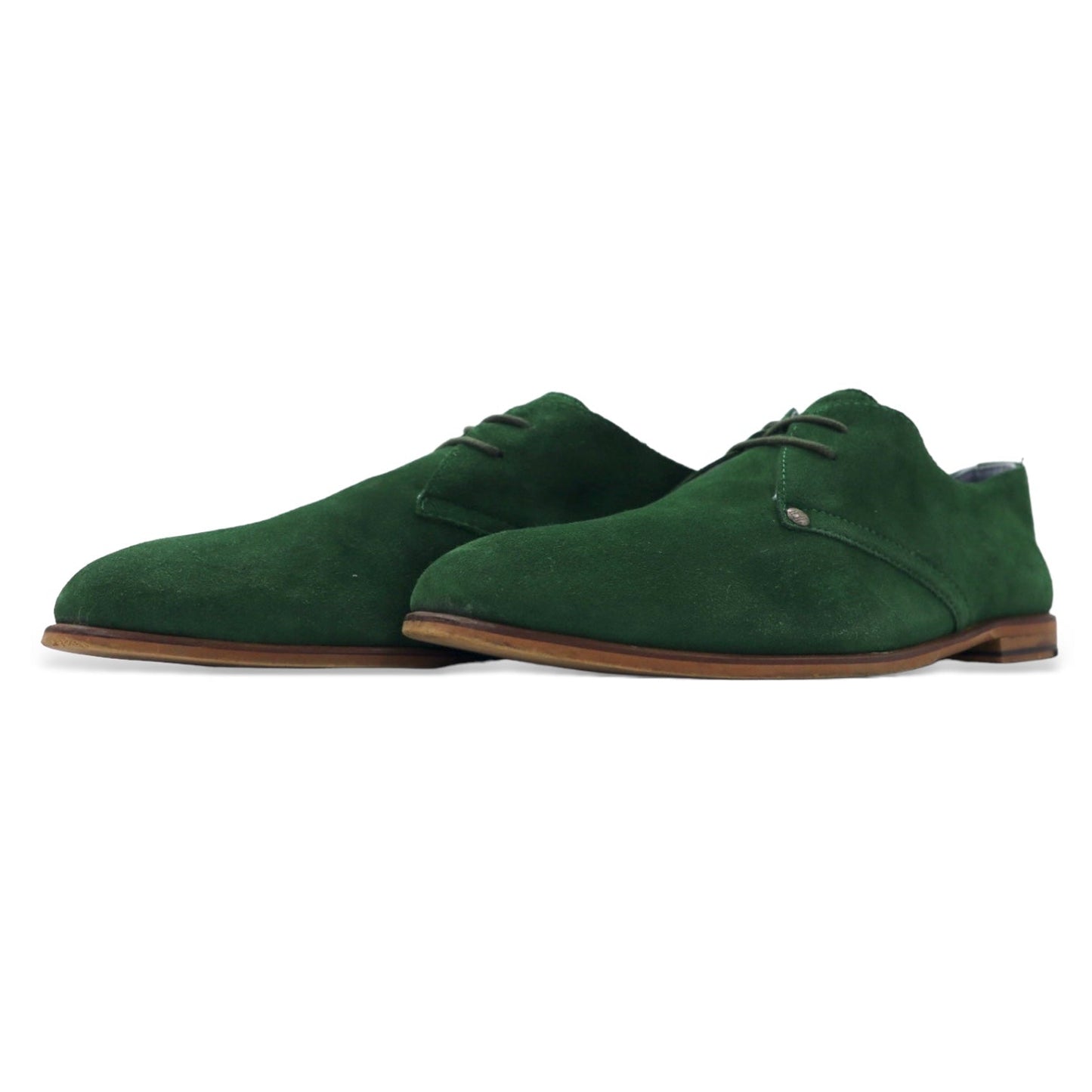 TOMMY HILFIGER ADAM 2A Suede Derby Dress Shoes, Size 27.5cm, Green Leather Plain Toe