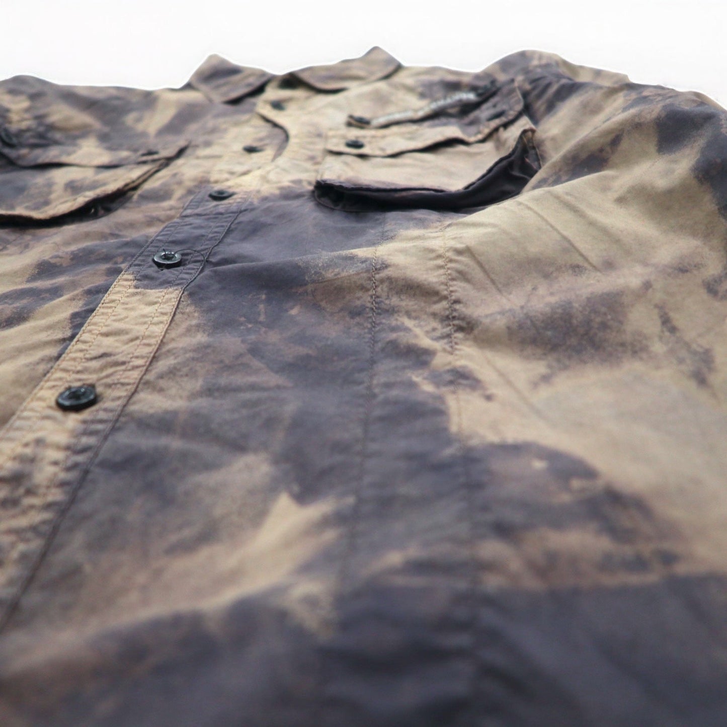 A|X ARMANI EXCHANGE Tie-Dye Bleached Utility Shirt, Size M, Gray, Military Style, Flap Pockets