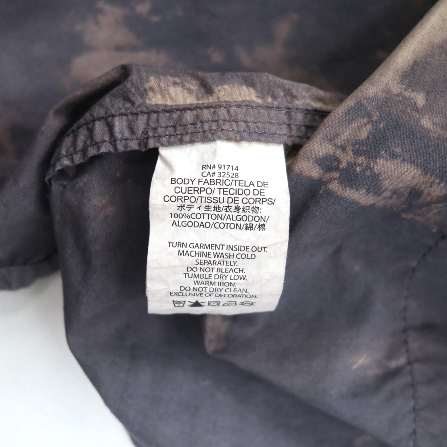A|X ARMANI EXCHANGE Tie-Dye Bleached Utility Shirt, Size M, Gray, Military Style, Flap Pockets