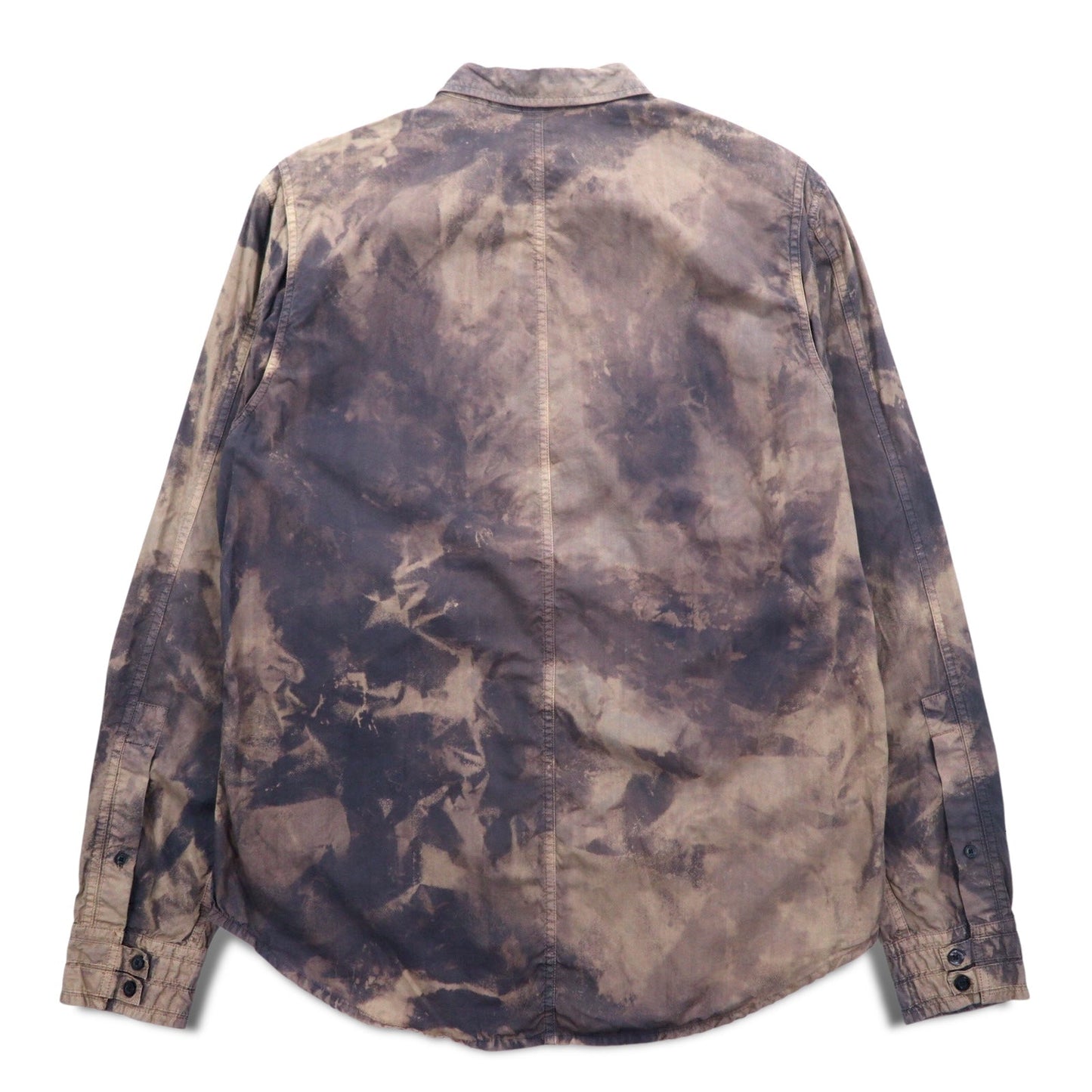 A|X ARMANI EXCHANGE Tie-Dye Bleached Utility Shirt, Size M, Gray, Military Style, Flap Pockets