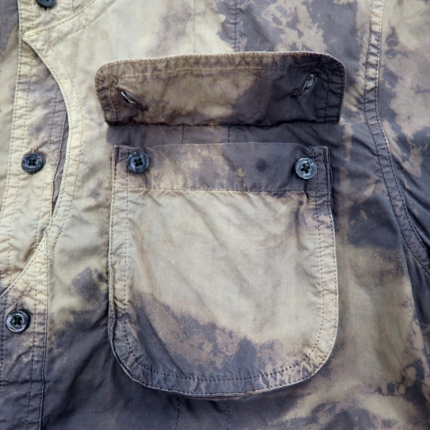 A|X ARMANI EXCHANGE Tie-Dye Bleached Utility Shirt, Size M, Gray, Military Style, Flap Pockets