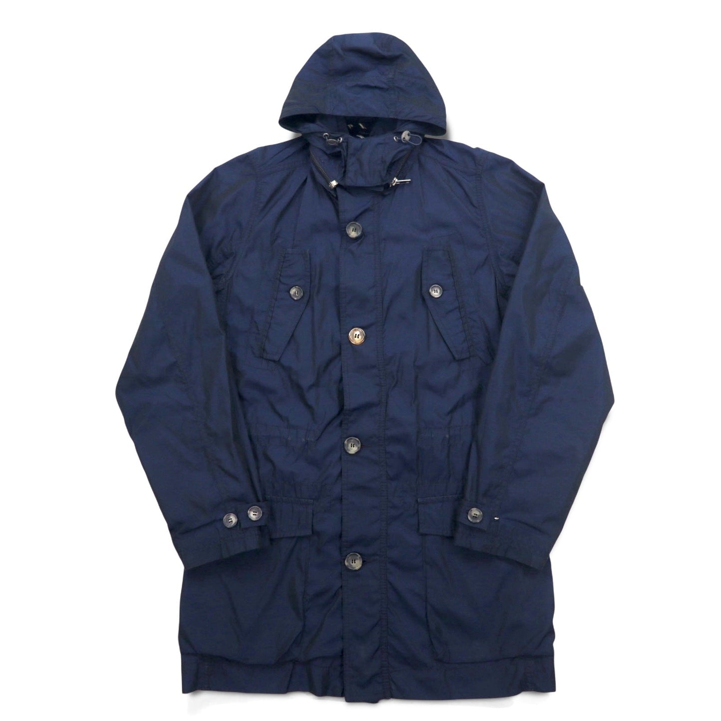 TOMMY HILFIGER 00s Mod Coat Field Parka, Size S, Drawcord, Detachable Hood, Double Zip