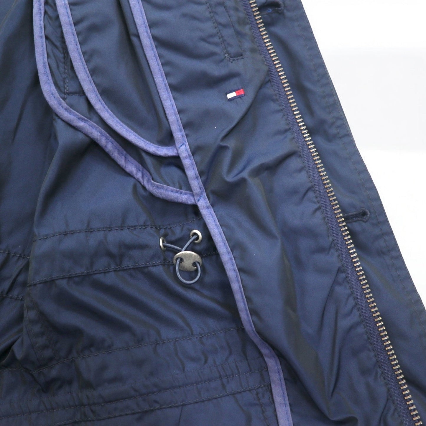 TOMMY HILFIGER 00s Mod Coat Field Parka, Size S, Drawcord, Detachable Hood, Double Zip