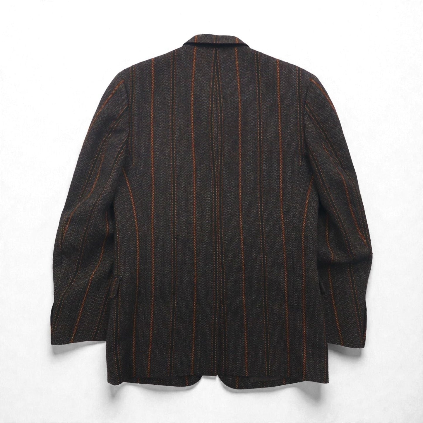 MEN'S BIGI 80s Vintage Blazer ツイード テーラードジャケット M ブラウン ストライプ ウール 裏地 ペイズリー柄 80年代