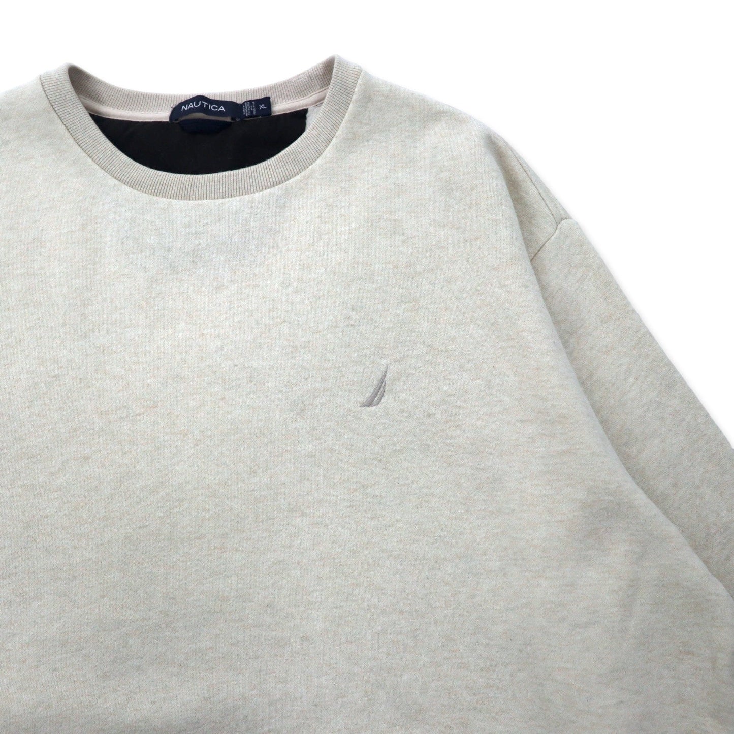 NAUTICA クルーネック スウェット XL クリーム コットン 裏起毛 ワンポイントロゴ刺繍 ビッグサイズ