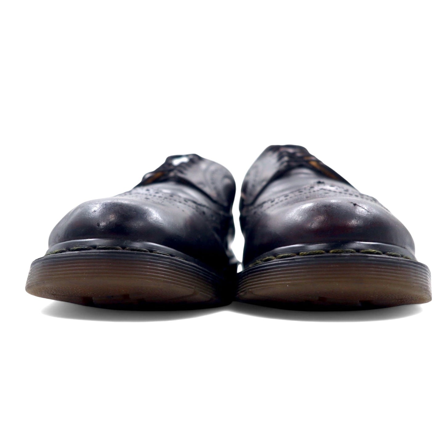 Dr. Martens Full Brogue Wingtip Dress Shoes, Size 29cm, Brown Leather with Medallion Detail, 3989
