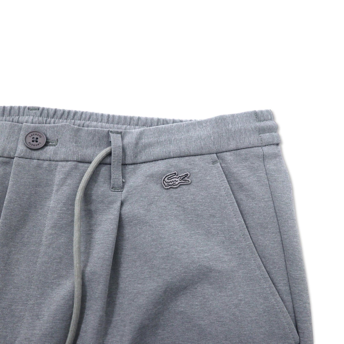 LACOSTE Stretch Straight Trousers, Easy Pants, Size 46, Gray, Polyester, Relaxed Fit, HH073EL