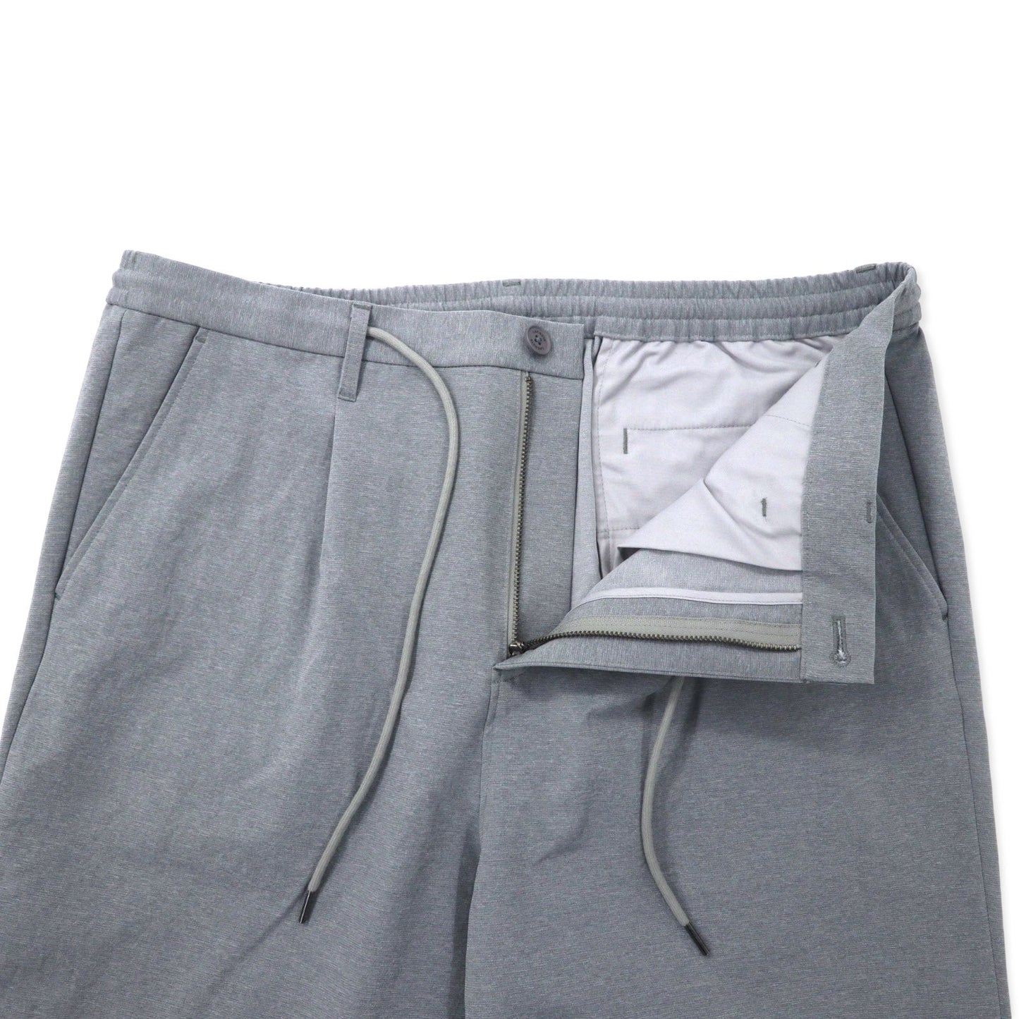 LACOSTE Stretch Straight Trousers, Easy Pants, Size 46, Gray, Polyester, Relaxed Fit, HH073EL