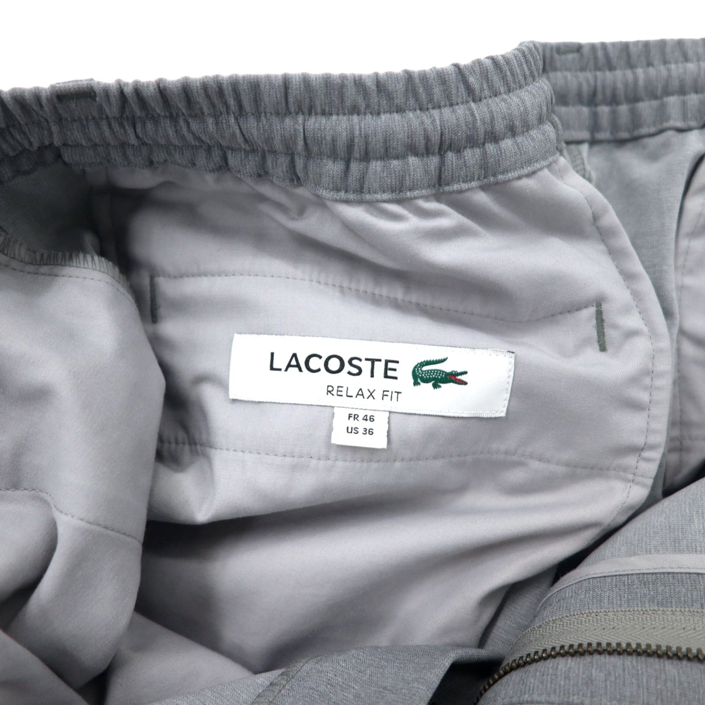 LACOSTE Stretch Straight Trousers, Easy Pants, Size 46, Gray, Polyester, Relaxed Fit, HH073EL