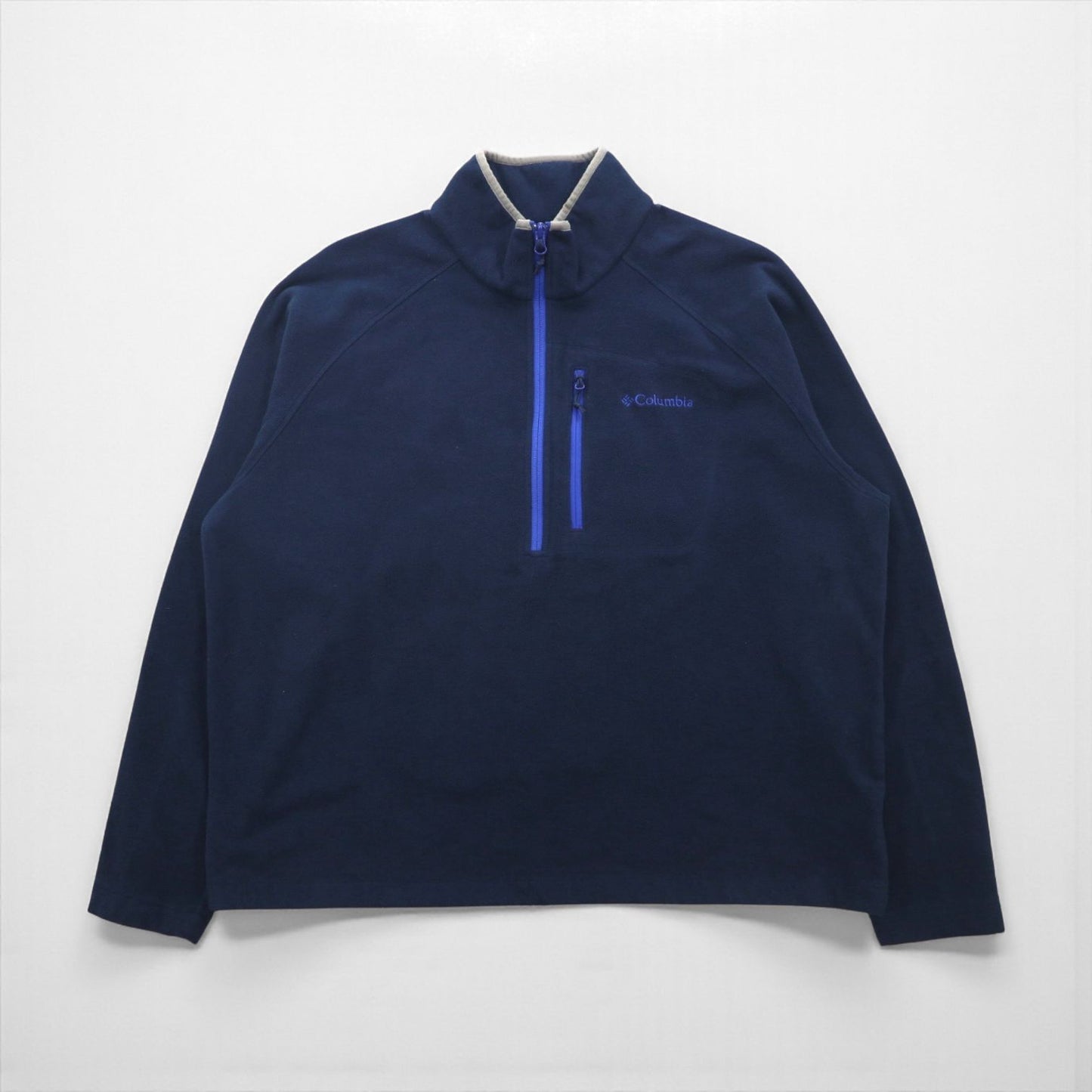 Columbia ハーフジップ フリースジャケット 2XL ネイビー 胸ポケット WM6352