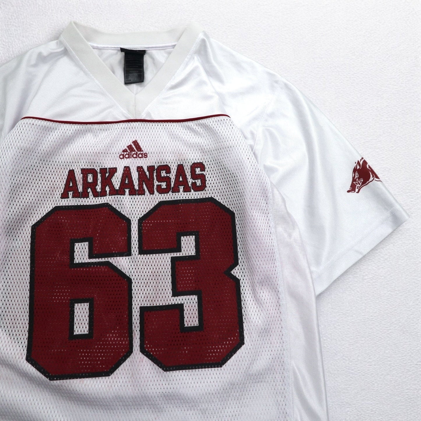 adidas NFL ARKANSAS Game Shirt, Size L, White, Mesh, Polyester, Numbering