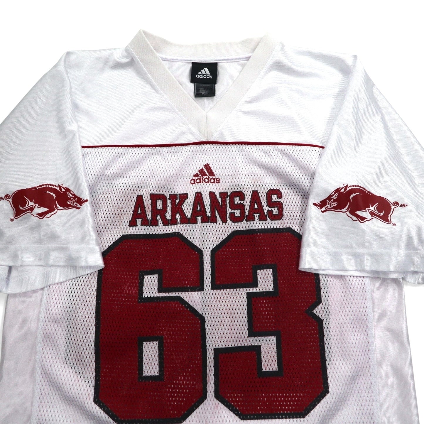 adidas NFL ARKANSAS Game Shirt, Size L, White, Mesh, Polyester, Numbering