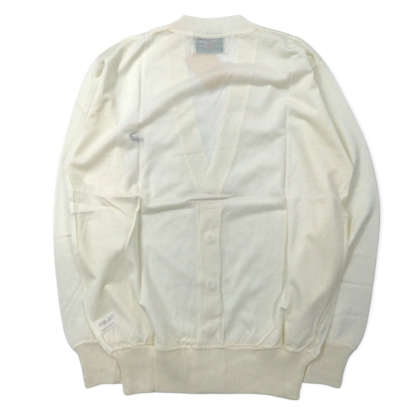 Crocodile 80s Acrylic Knit Cardigan, Size M, White, Cotton, One-Point Logo, Made in Japan, Unused